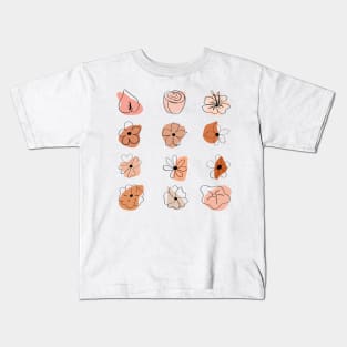 hand drawn peach orange flowers Kids T-Shirt